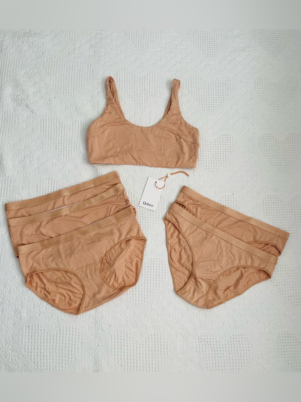 BUNDLE (6) Quince Underwear Set Women’s Small Bra and Panties Micromodal Beige